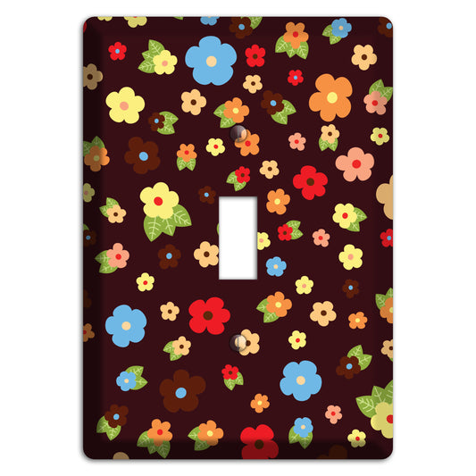 Brown Tiny Delicate Flowers Cover Plates