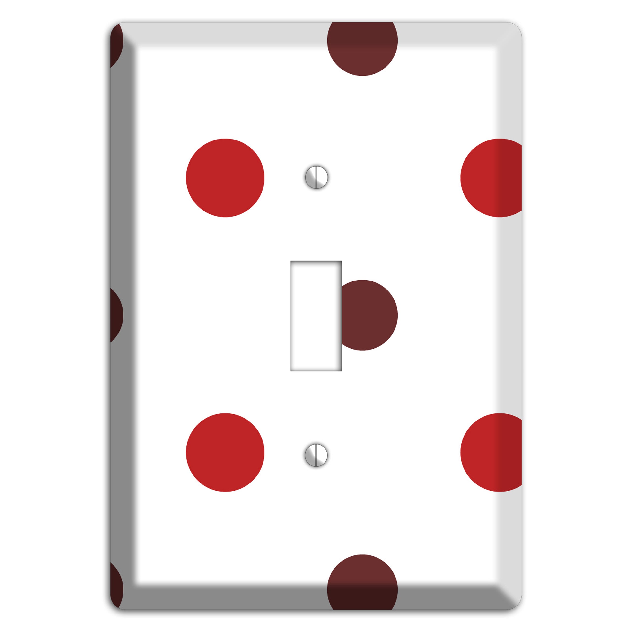 Red and Brown Medium Polka Dots Cover Plates