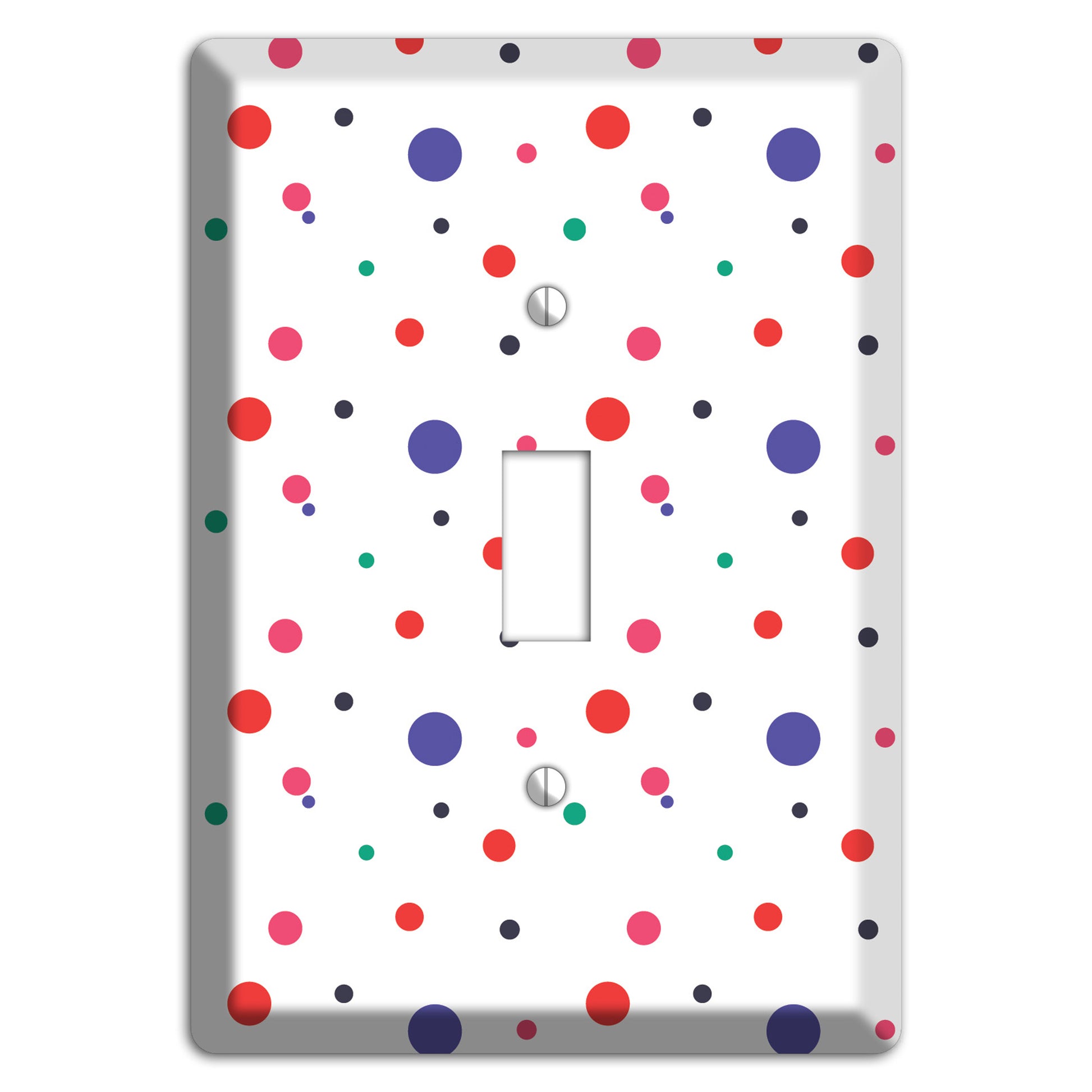 White with Multi Color Small Dots Cover Plates