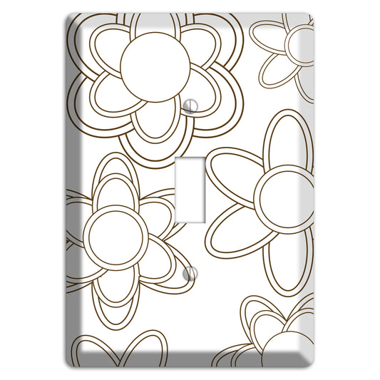 White with Retro Floral Contour Cover Plates