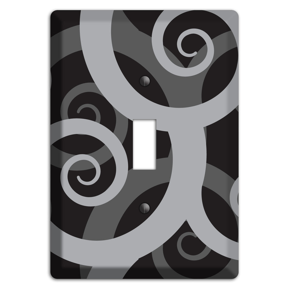 Black with Grey Large Swirl Cover Plates