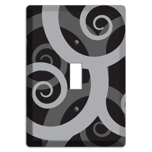 Black with Grey Large Swirl Cover Plates