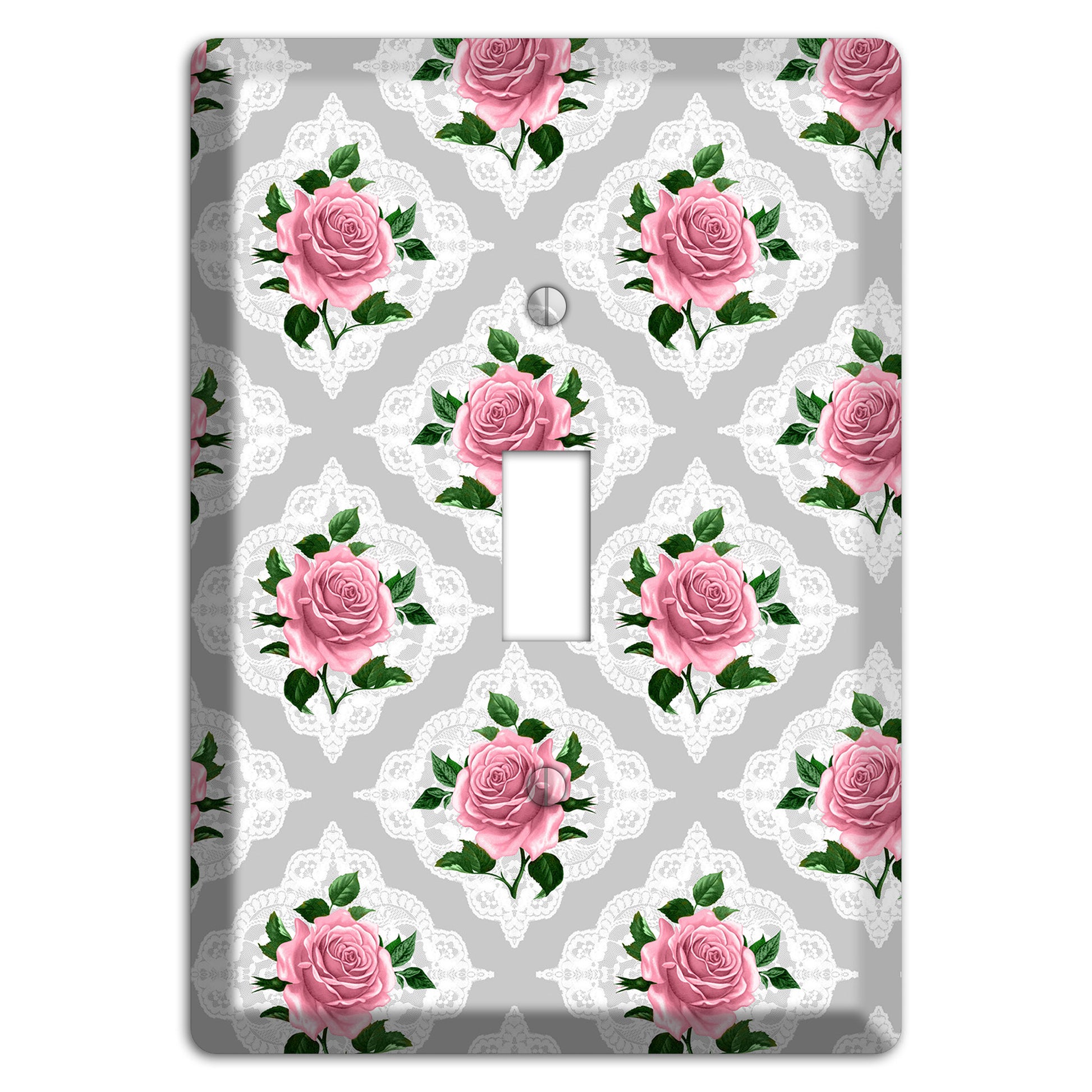Gray Rose Doily Cover Plates