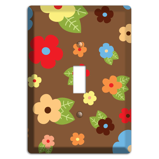 Brown Delicate Flowers Cover Plates