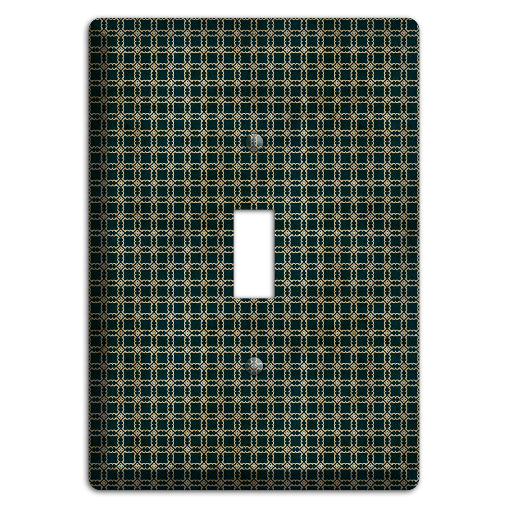Dark Green Grunge Tiled Tiny Arabesque Cover Plates
