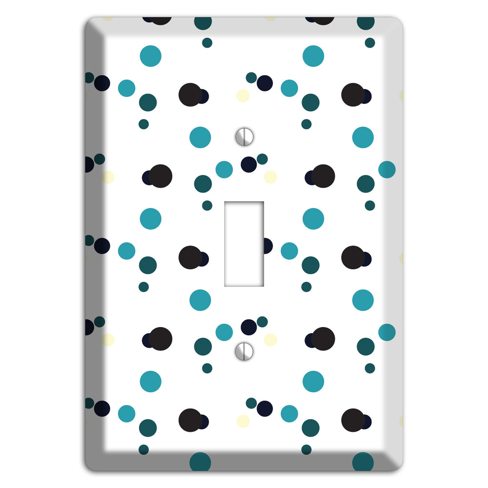 White with Teal and Black Multi Dots Cover Plates