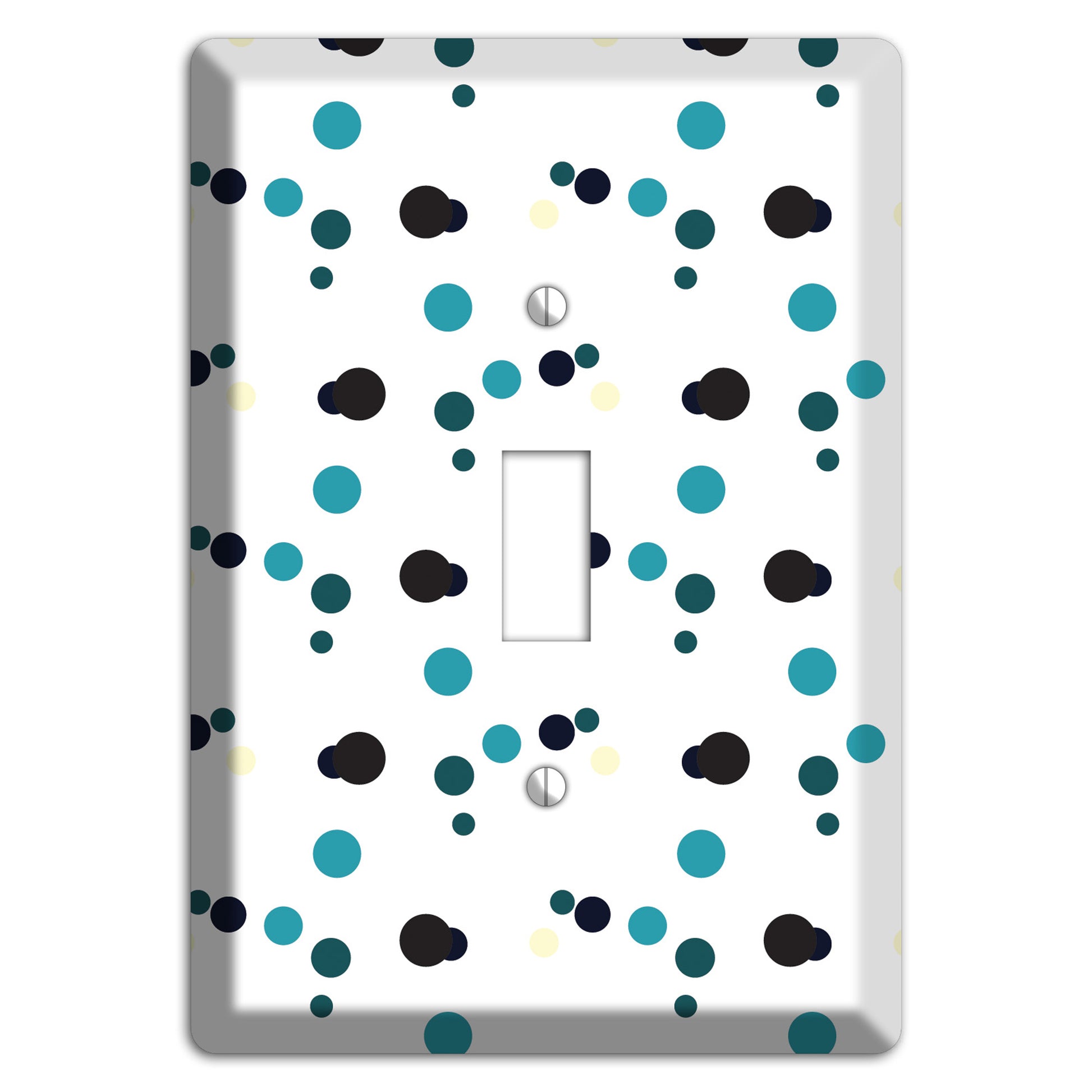 White with Teal and Black Multi Dots Cover Plates