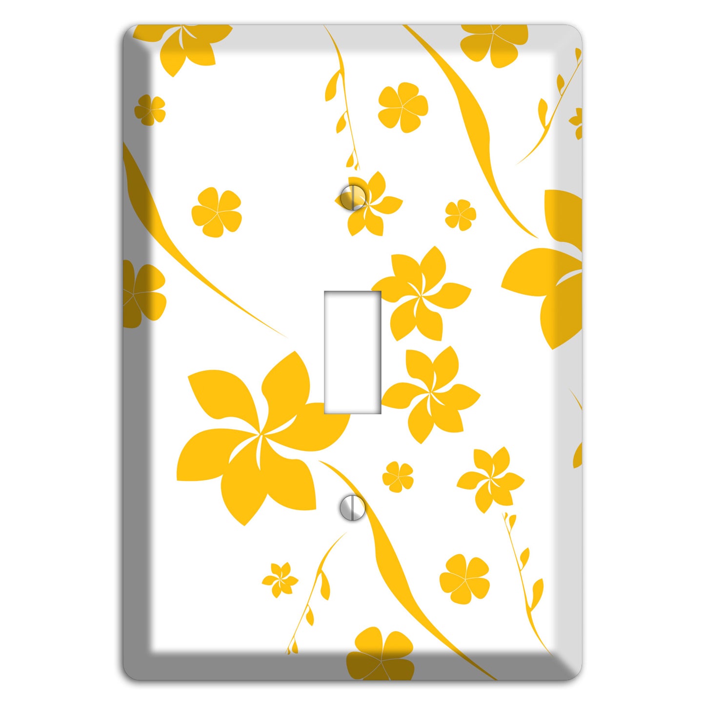 White with Yellow Flower Cover Plates