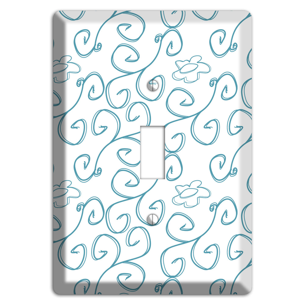 Blue Scroll Flower Contour Cover Plates
