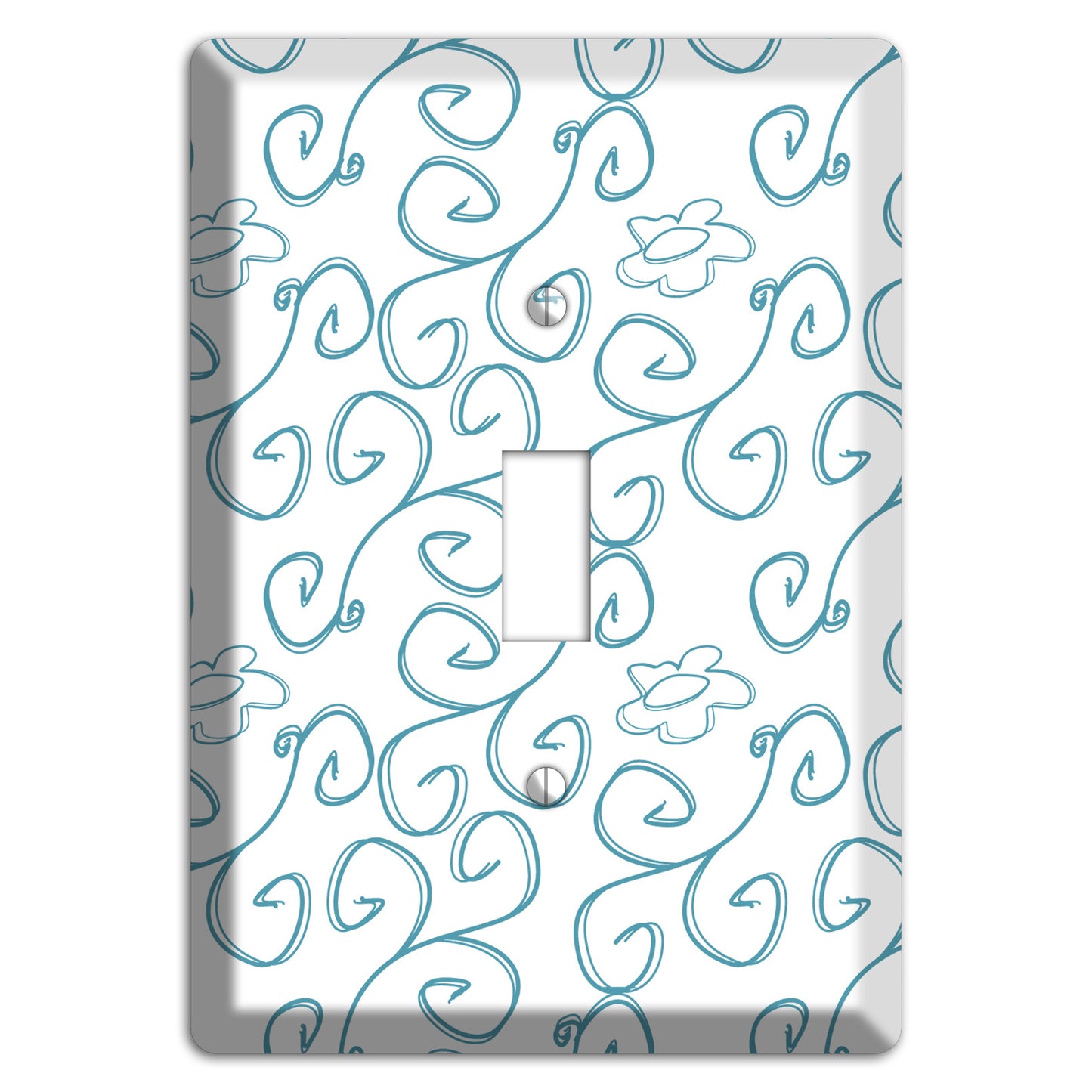 Blue Scroll Flower Contour Cover Plates