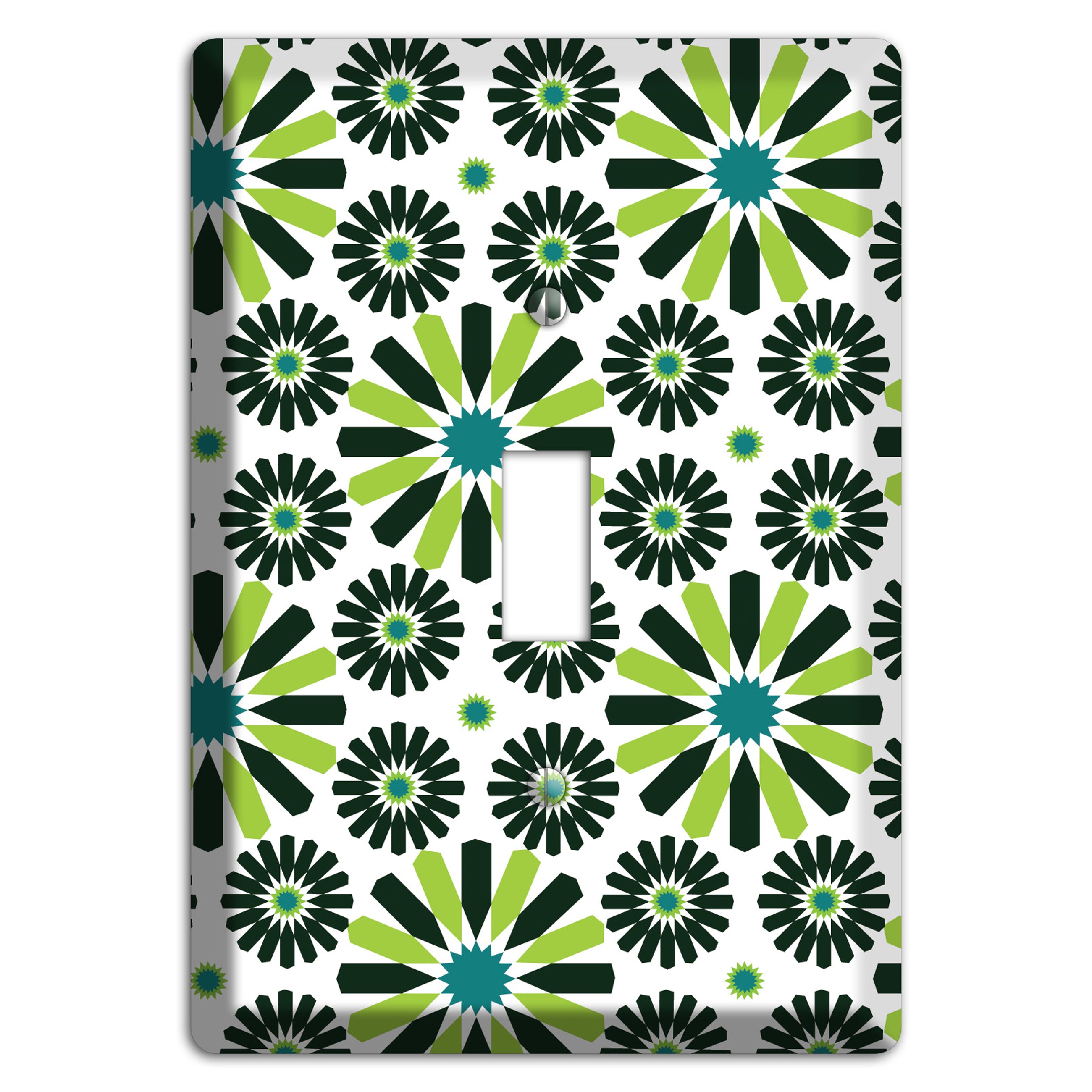 Lime and Teal Scandinavian Floral Cover Plates