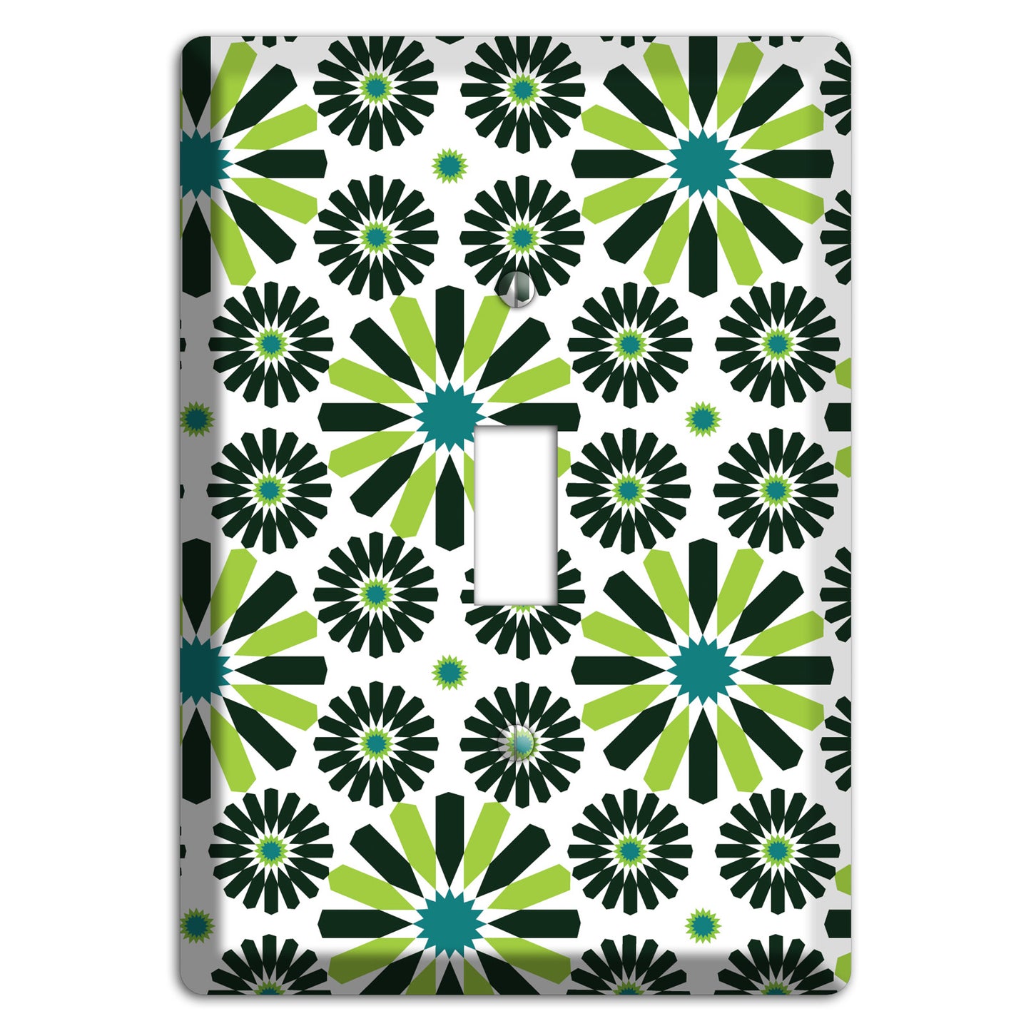 Lime and Teal Scandinavian Floral Cover Plates