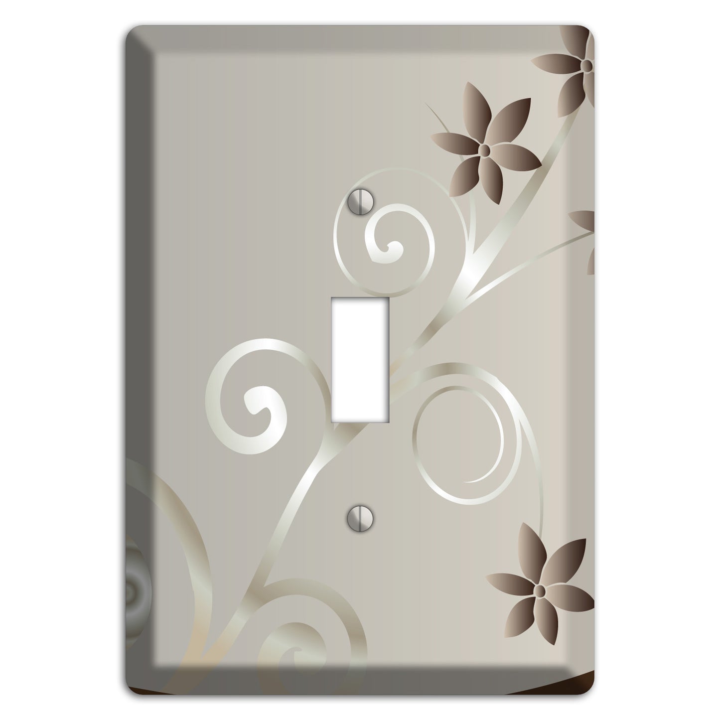 Grey Floral Swirl Sprig Cover Plates