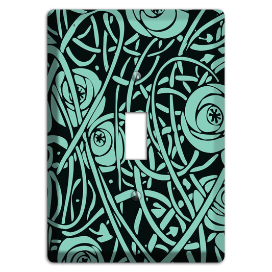 Teal Deco Floral Cover Plates