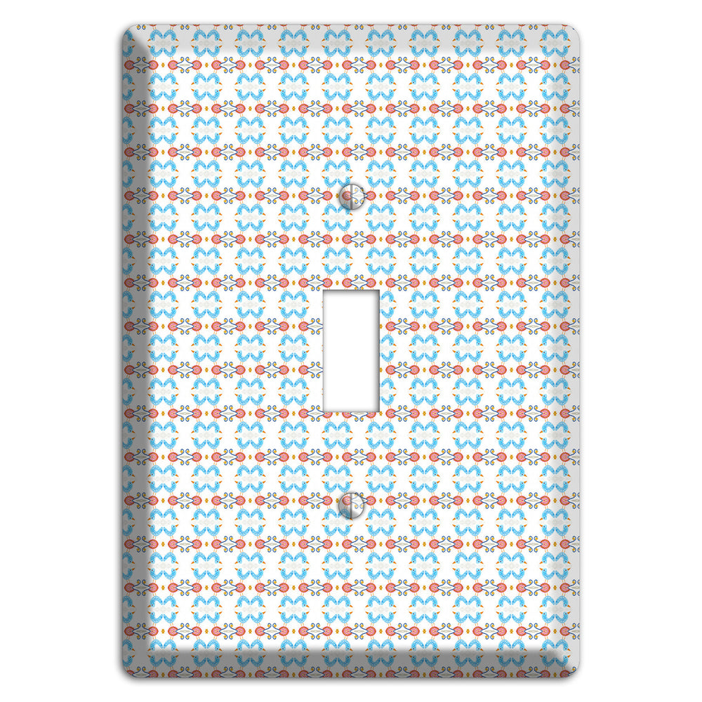 White with Blue Red Tapestry Cover Plates