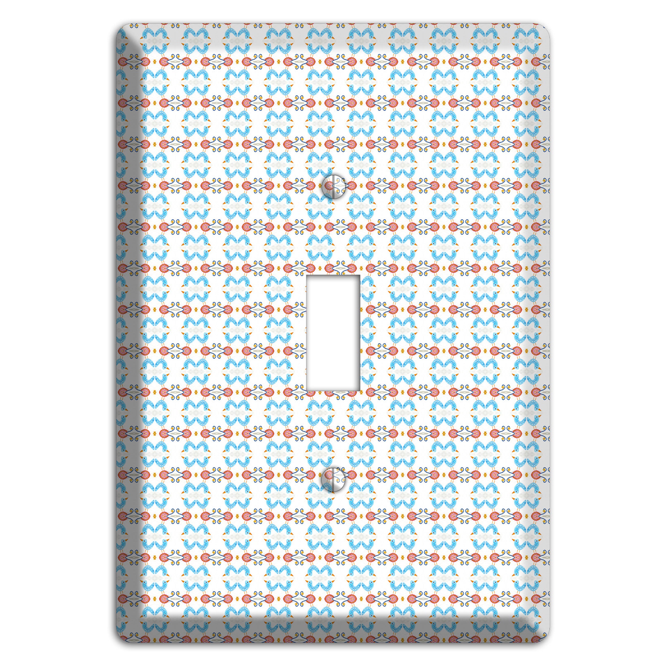 White with Blue Red Tapestry Cover Plates