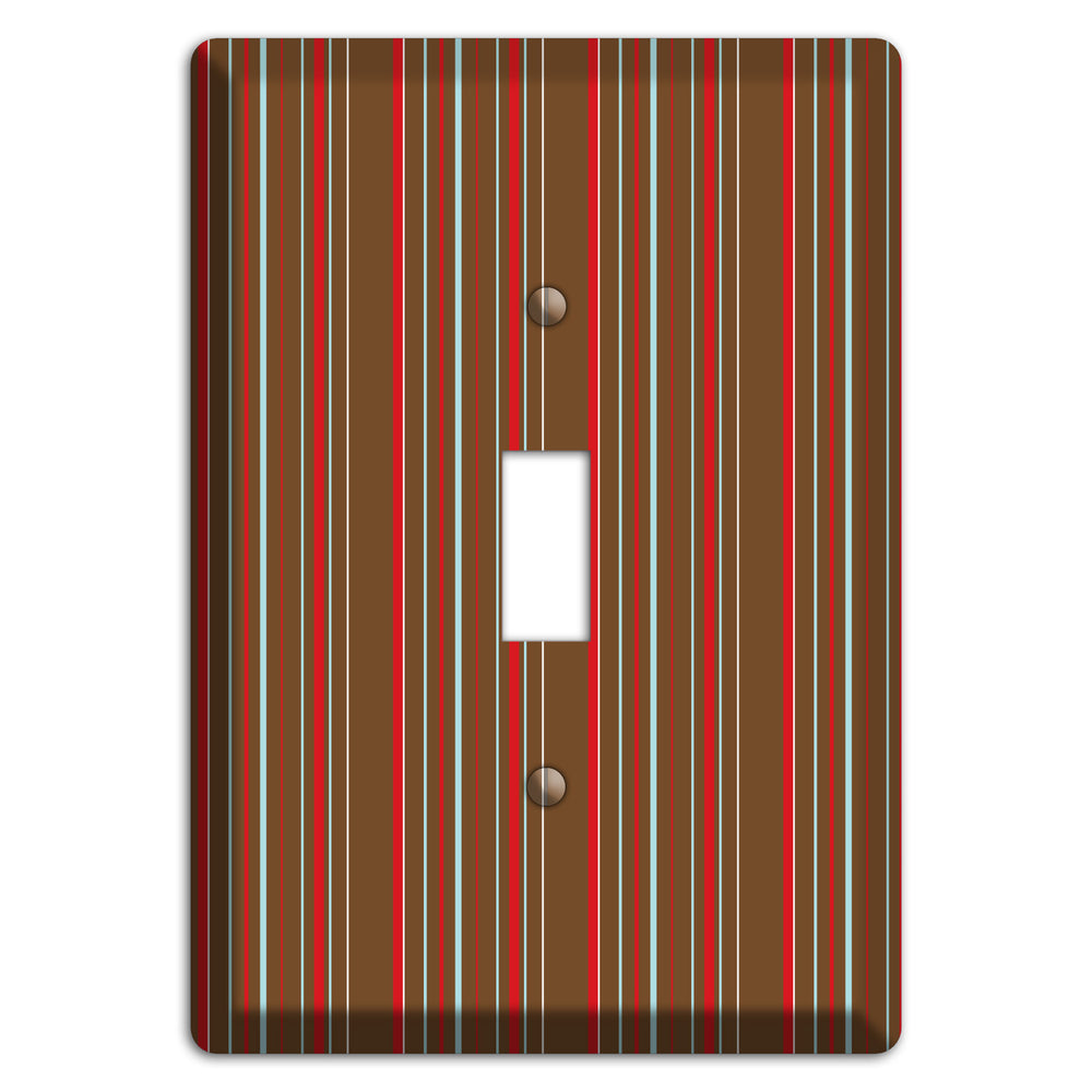 Brown Red and Dusty Blue Vertical Stripes Cover Plates