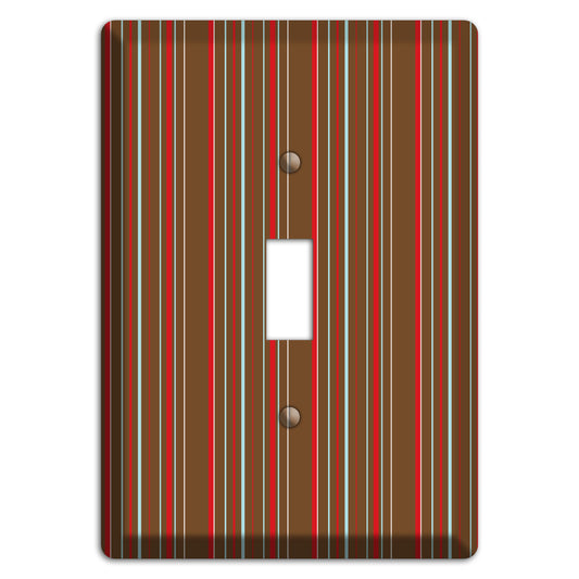 Brown Red and Dusty Blue Vertical Stripes Cover Plates