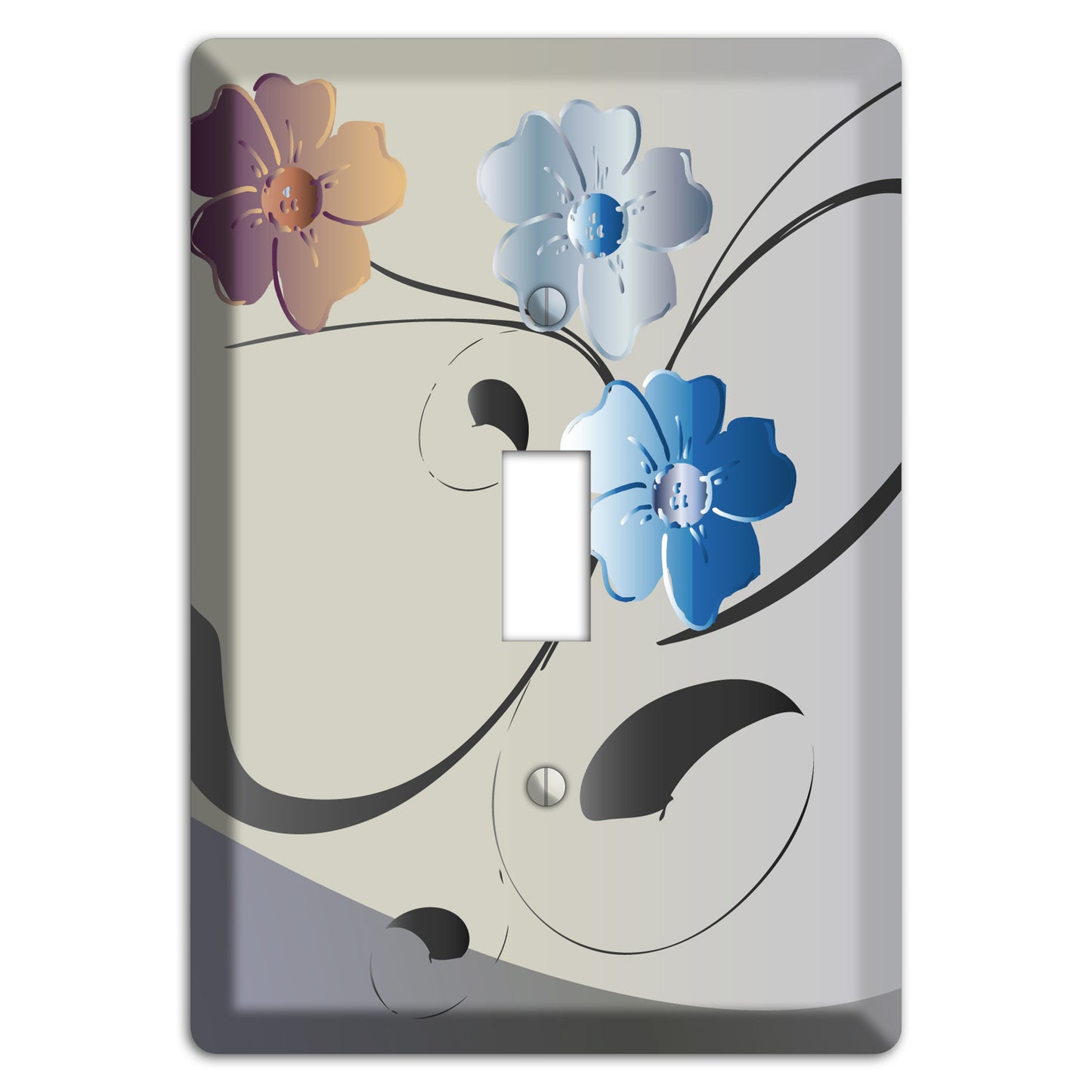 Grey and Blue Floral Sprig Cover Plates