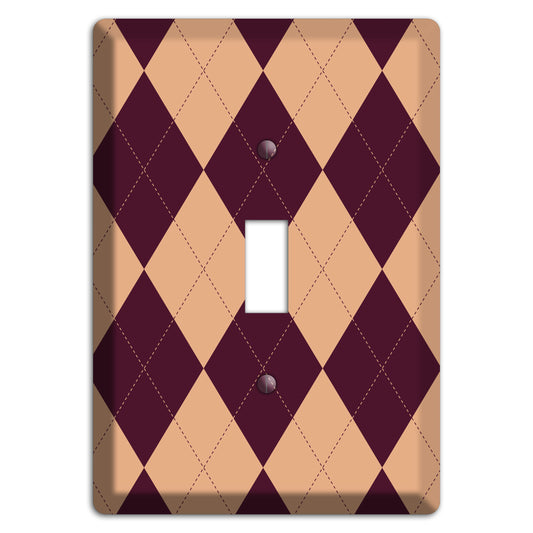 Purple and Beige Argyle Cover Plates