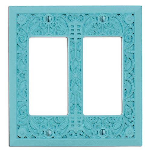 Gulf Blue Filigree Shabby Chic 2 Rocker (GFI):Wallplatesonline.com