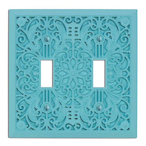 Gulf Blue Filigree Shabby Chic Double Toggle:Wallplatesonline.com