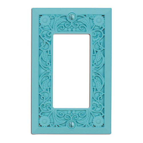 Gulf Blue Filigree Shabby Chic 1 Rocker (GFI):Wallplatesonline.com