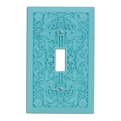 Gulf Blue Filigree Shabby Chic Cover Plates:Wallplatesonline.com