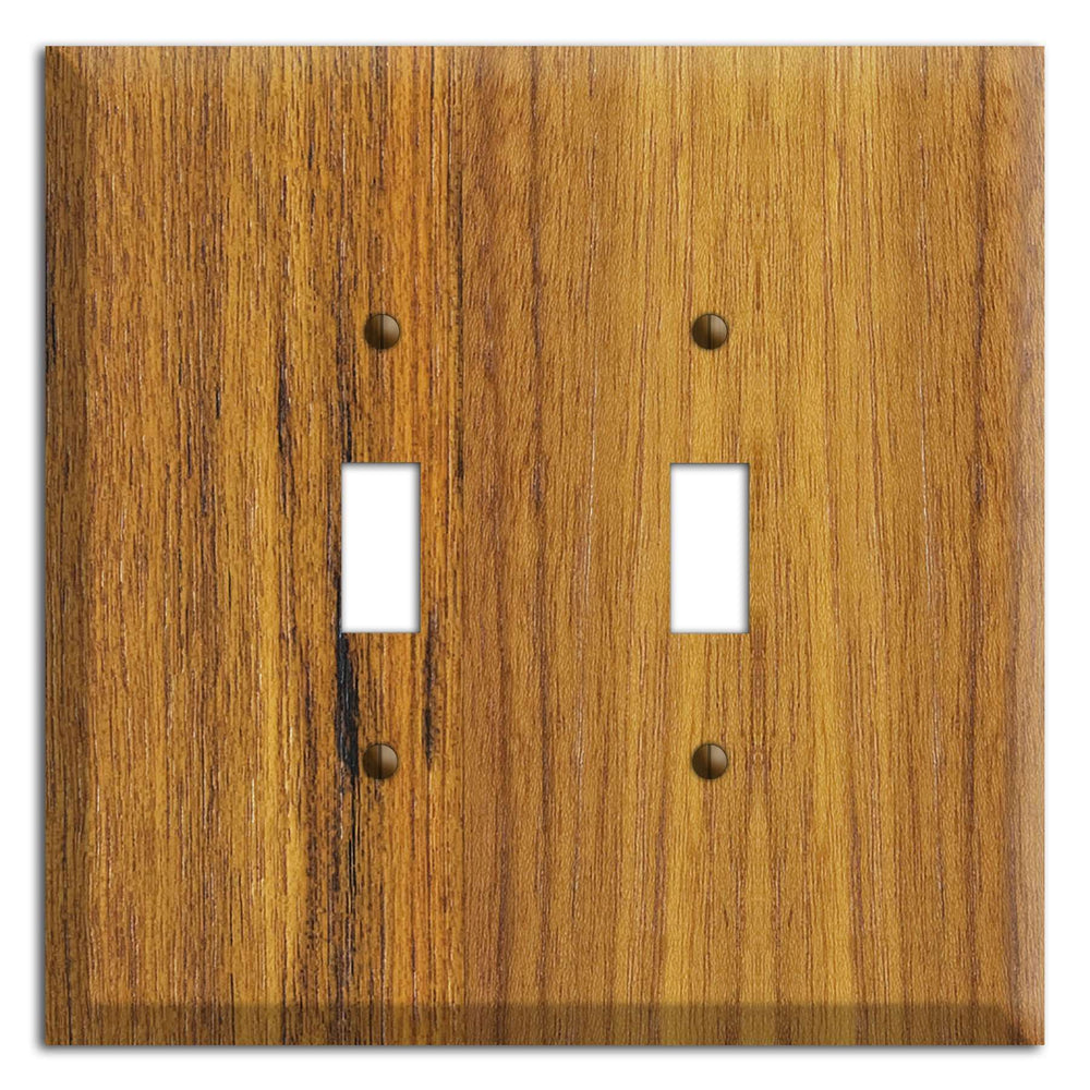 Oversized Discontinued Teak Wood Double Toggle Switchplate
