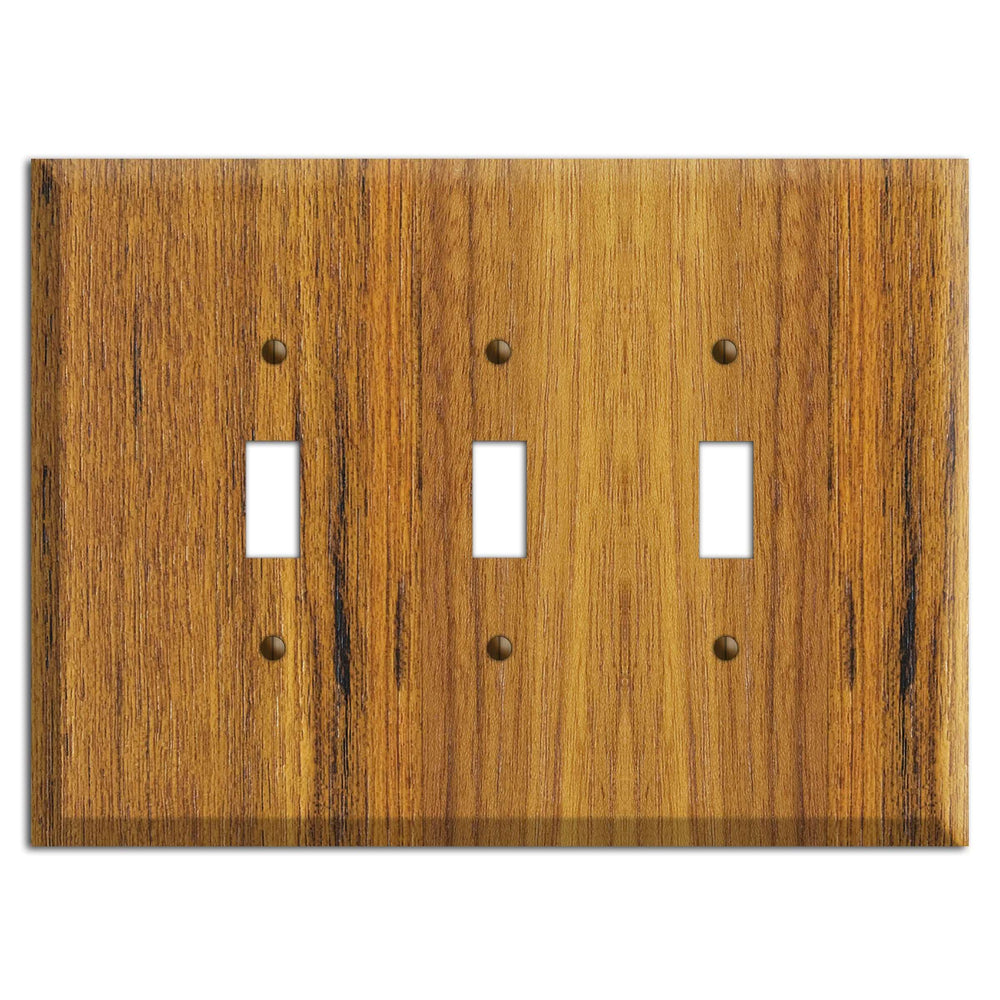 Oversized Discontinued Teak Wood Triple Toggle Switchplate