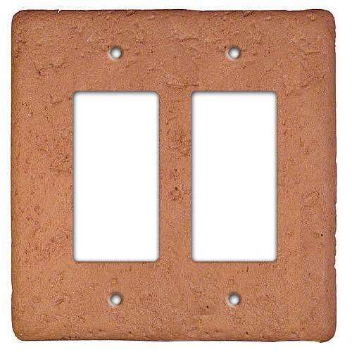 Stonique Terra Cotta Stone Double Rocker Switchplate