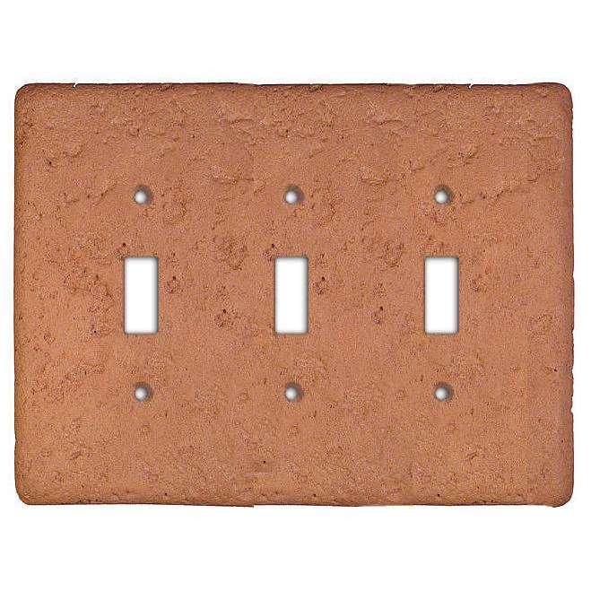 Terra Cotta Stone Triple Toggle Switchplate:Wallplatesonline.com