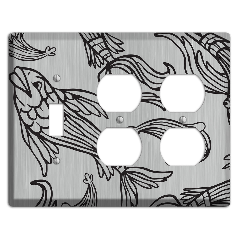 Black Koi Stainless Steel Toggle / 2 Duplex Wallplate