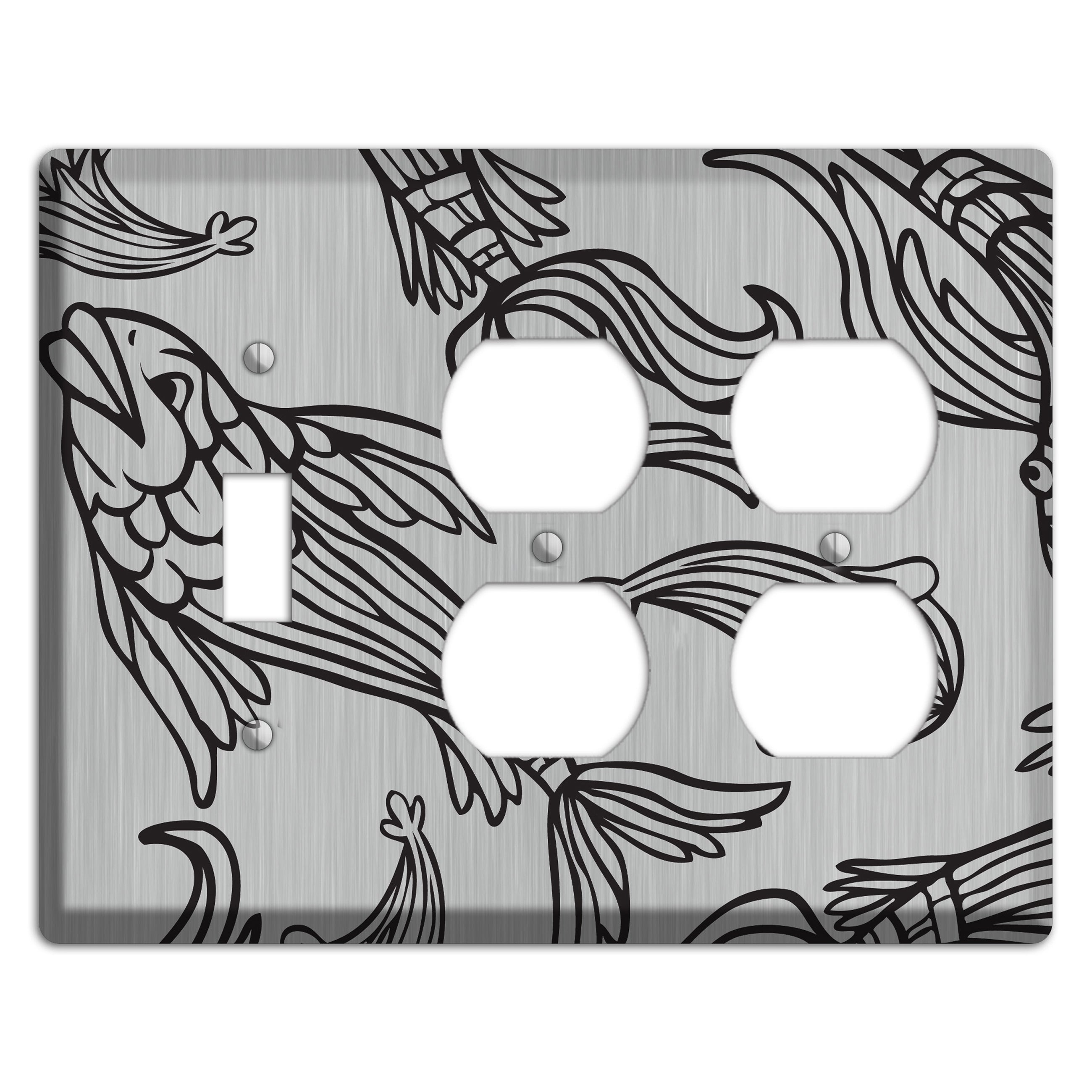 Black Koi  Stainless Toggle / 2 Duplex Wallplate
