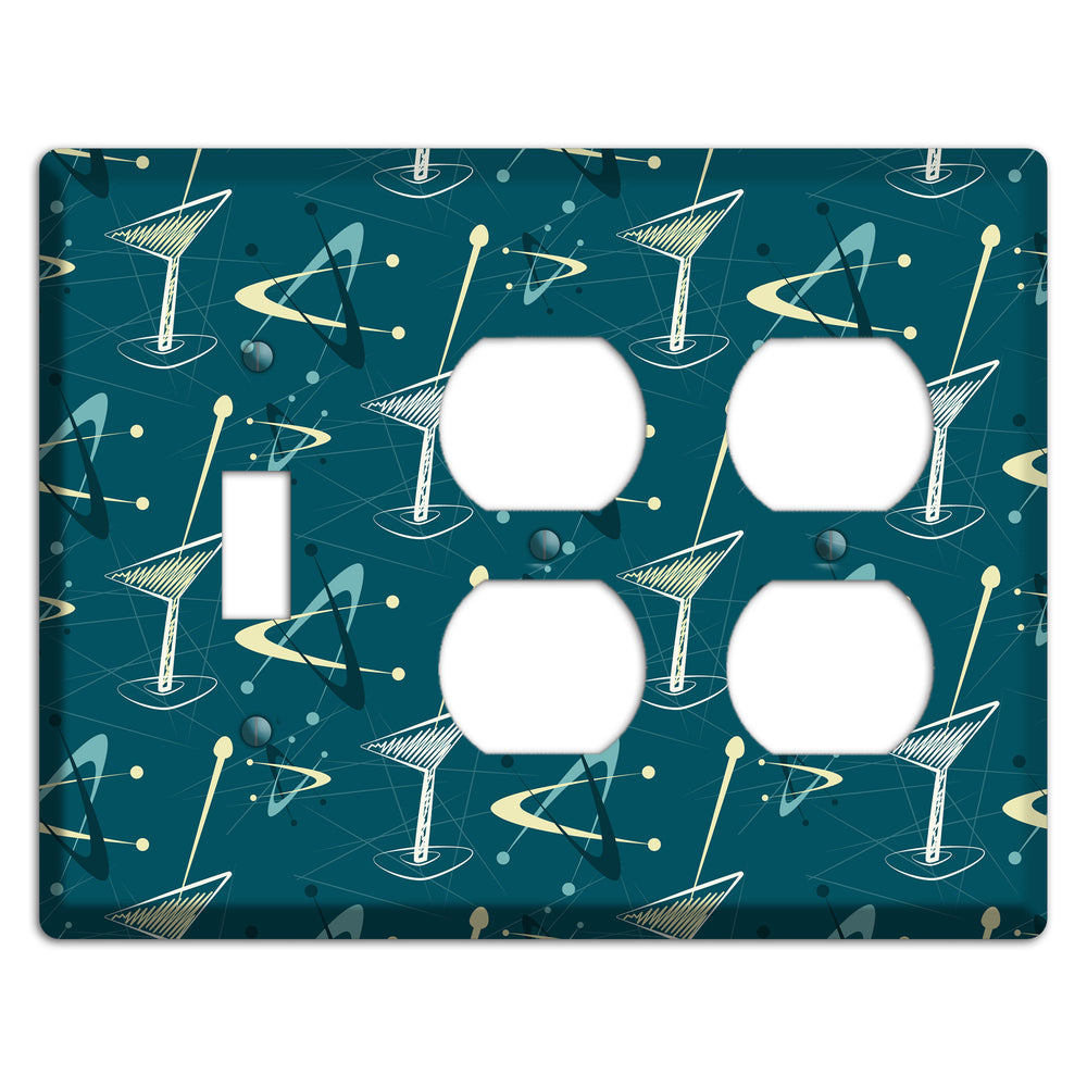 Navy Cocktail Hour Toggle / 2 Duplex Wallplate