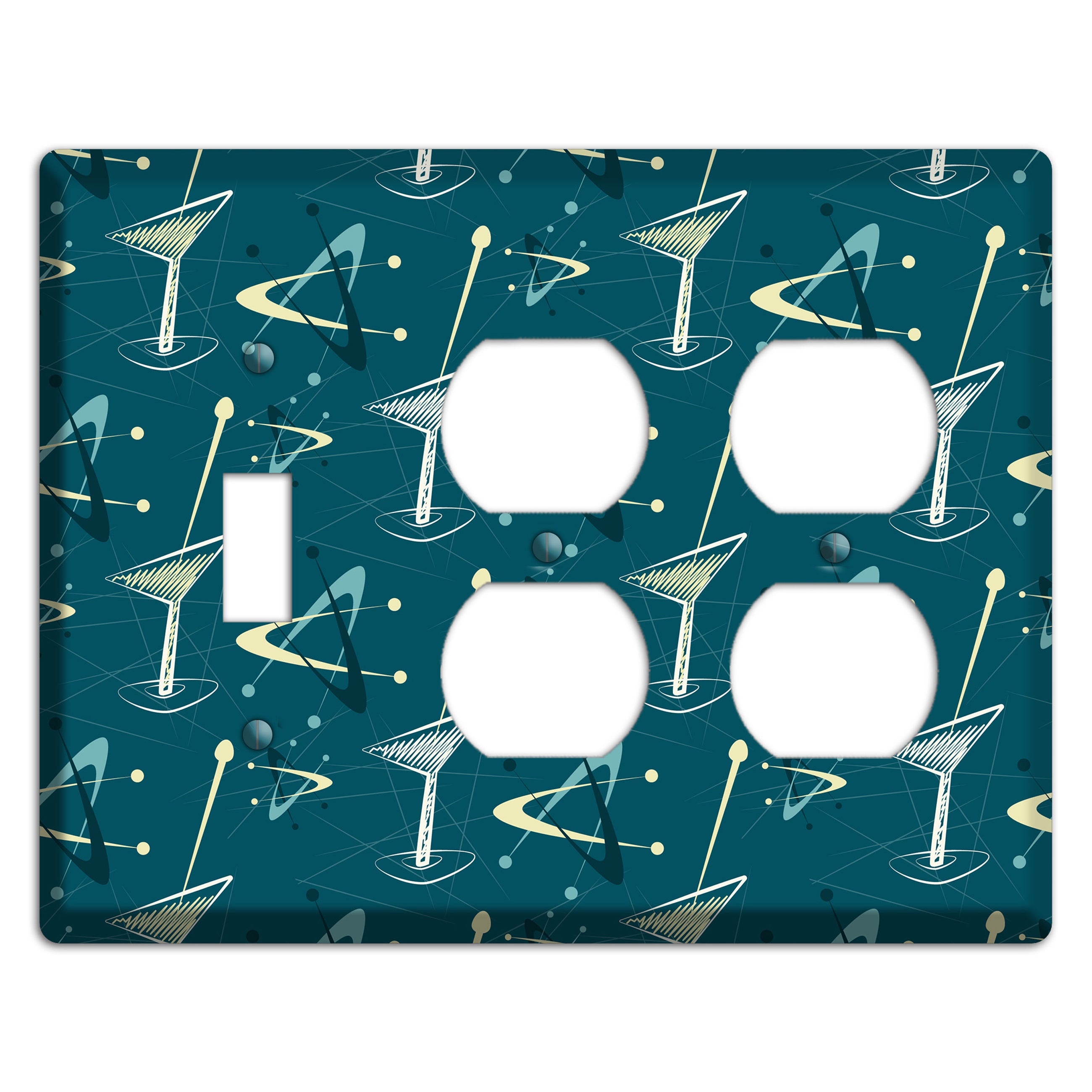 Navy Cocktail Hour Toggle / 2 Duplex Wallplate