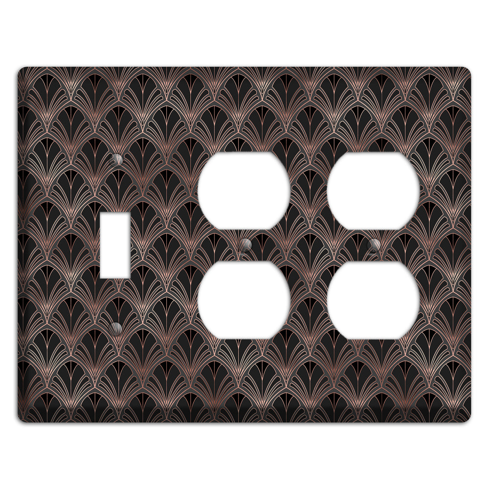 Black and Rose Deco Toggle / 2 Duplex Wallplate