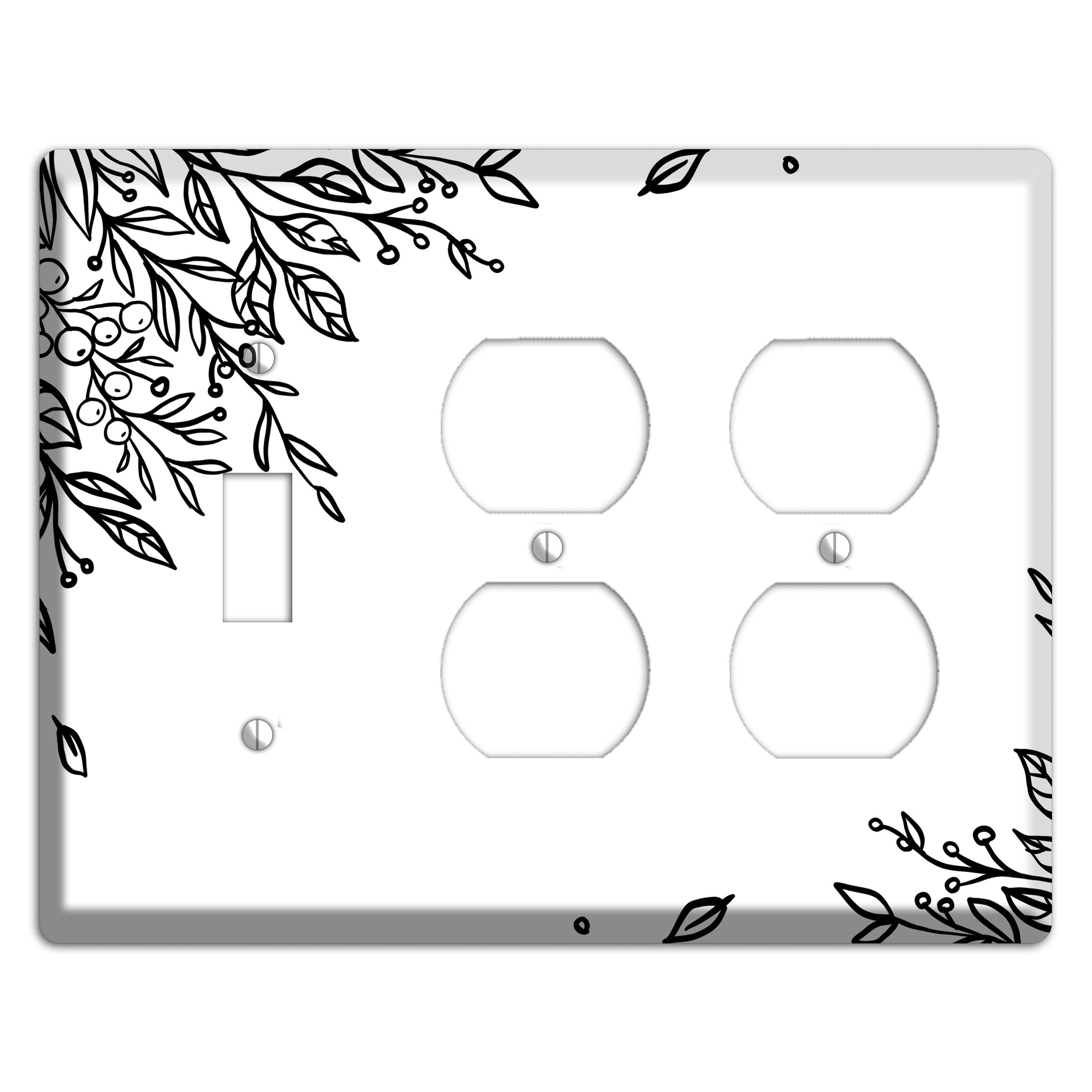 Hand-Drawn Floral 4 Toggle / 2 Duplex Wallplate