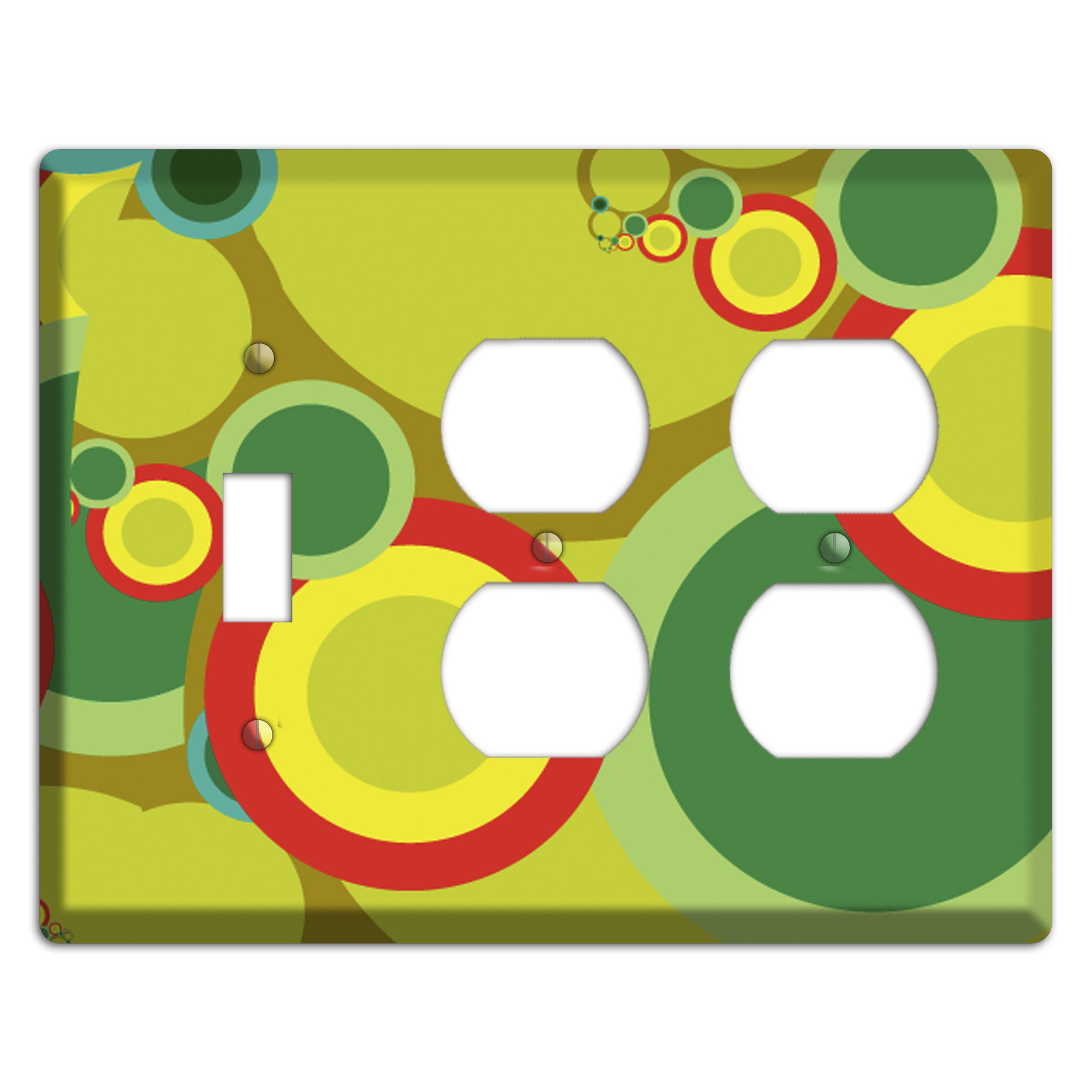 Green and Yellow Abstract Circles Toggle / 2 Duplex Wallplate
