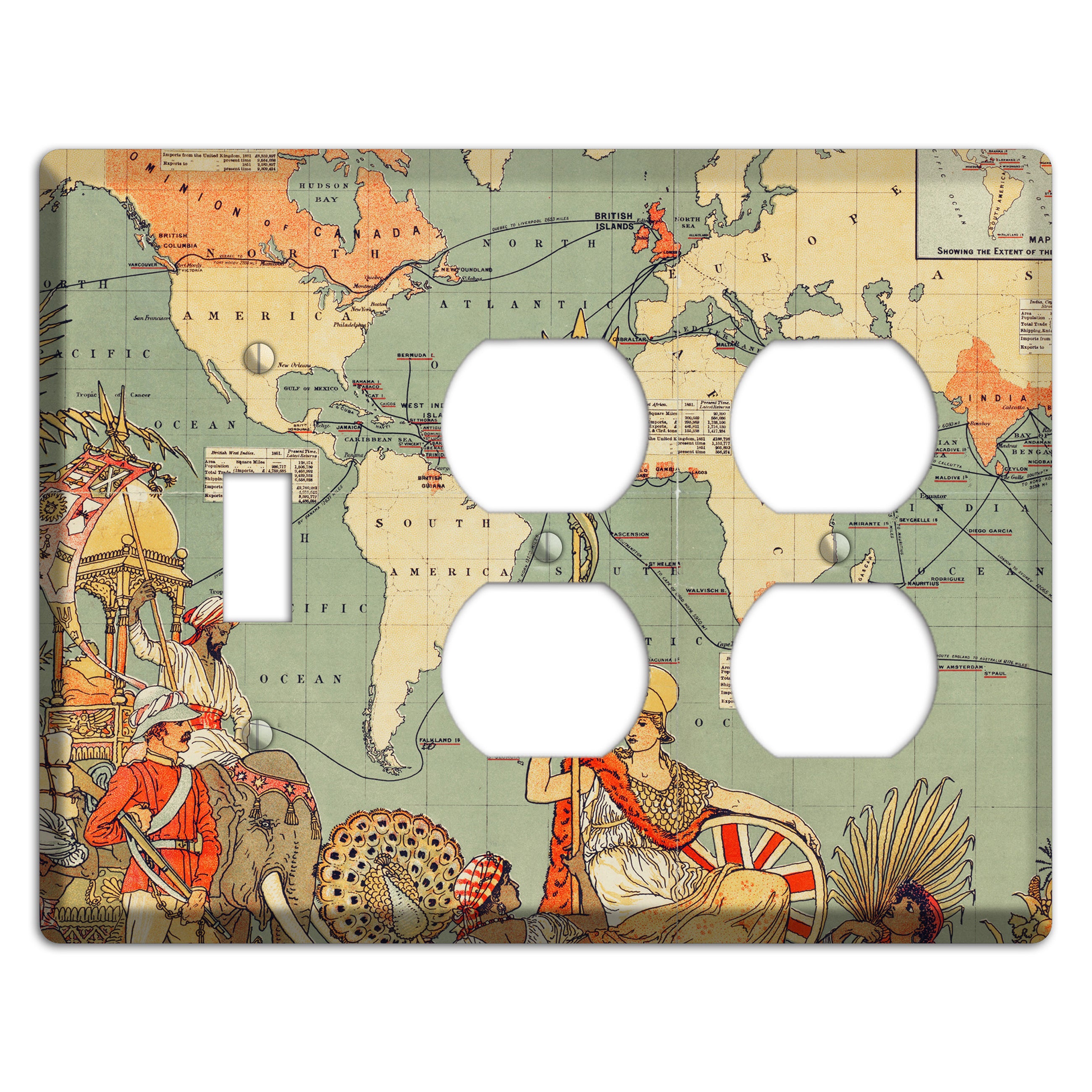 Map of Americas Toggle / 2 Duplex Wallplate