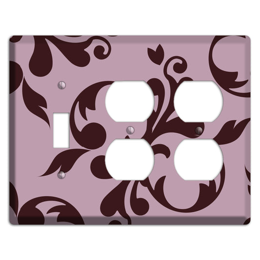 Dusty Rose and Burgundy Toile Toggle / 2 Duplex Wallplate