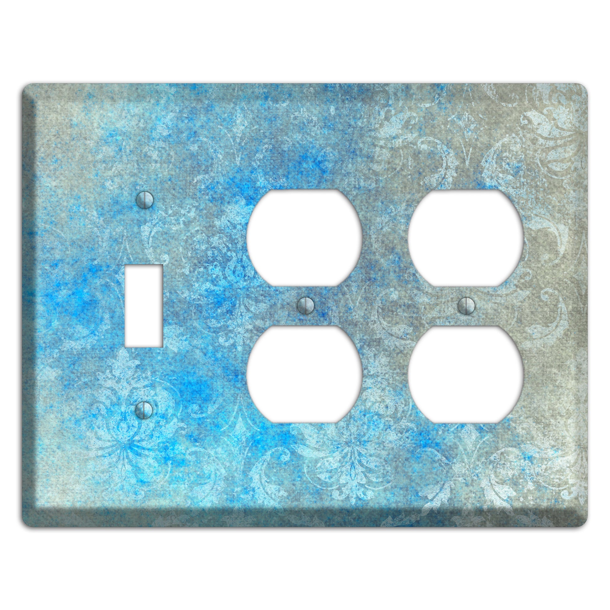 Picton Blue Whimsical Damask Toggle / 2 Duplex Wallplate