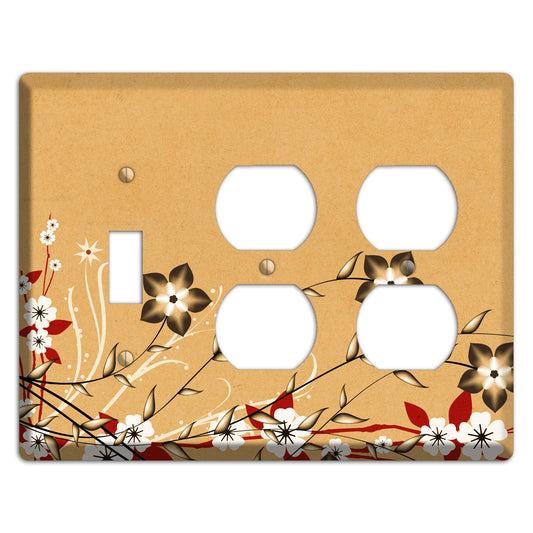 Delicate Red Flowers 2 Toggle / 2 Duplex Wallplate