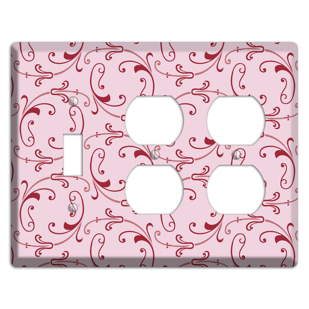 Pink Victorian Sprig Toggle / 2 Duplex Wallplate