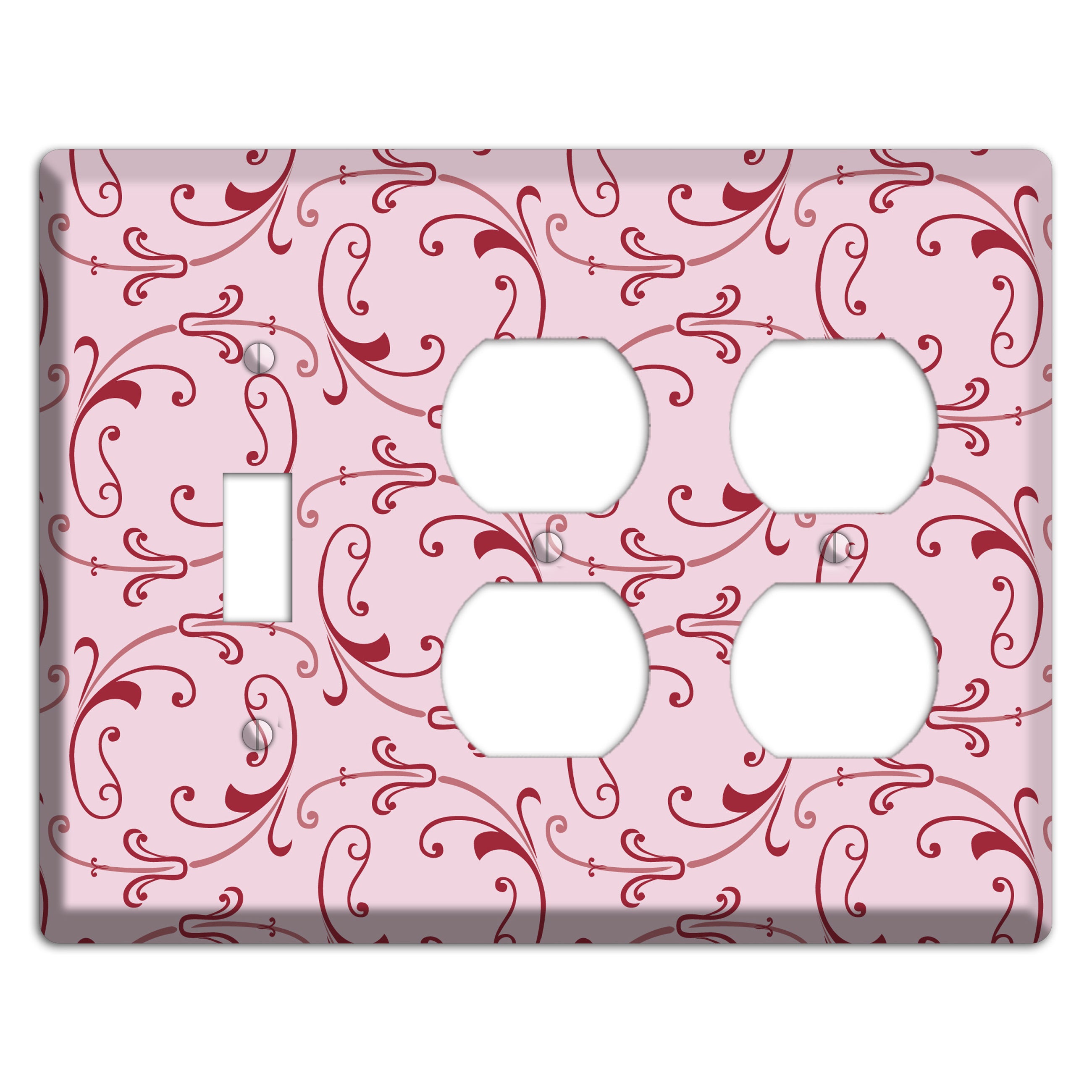 Pink Victorian Sprig Toggle / 2 Duplex Wallplate