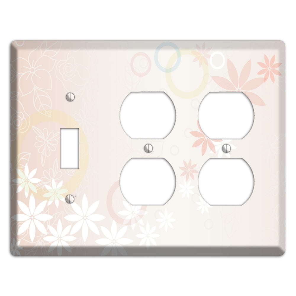 Mauve Floral Toggle / 2 Duplex Wallplate