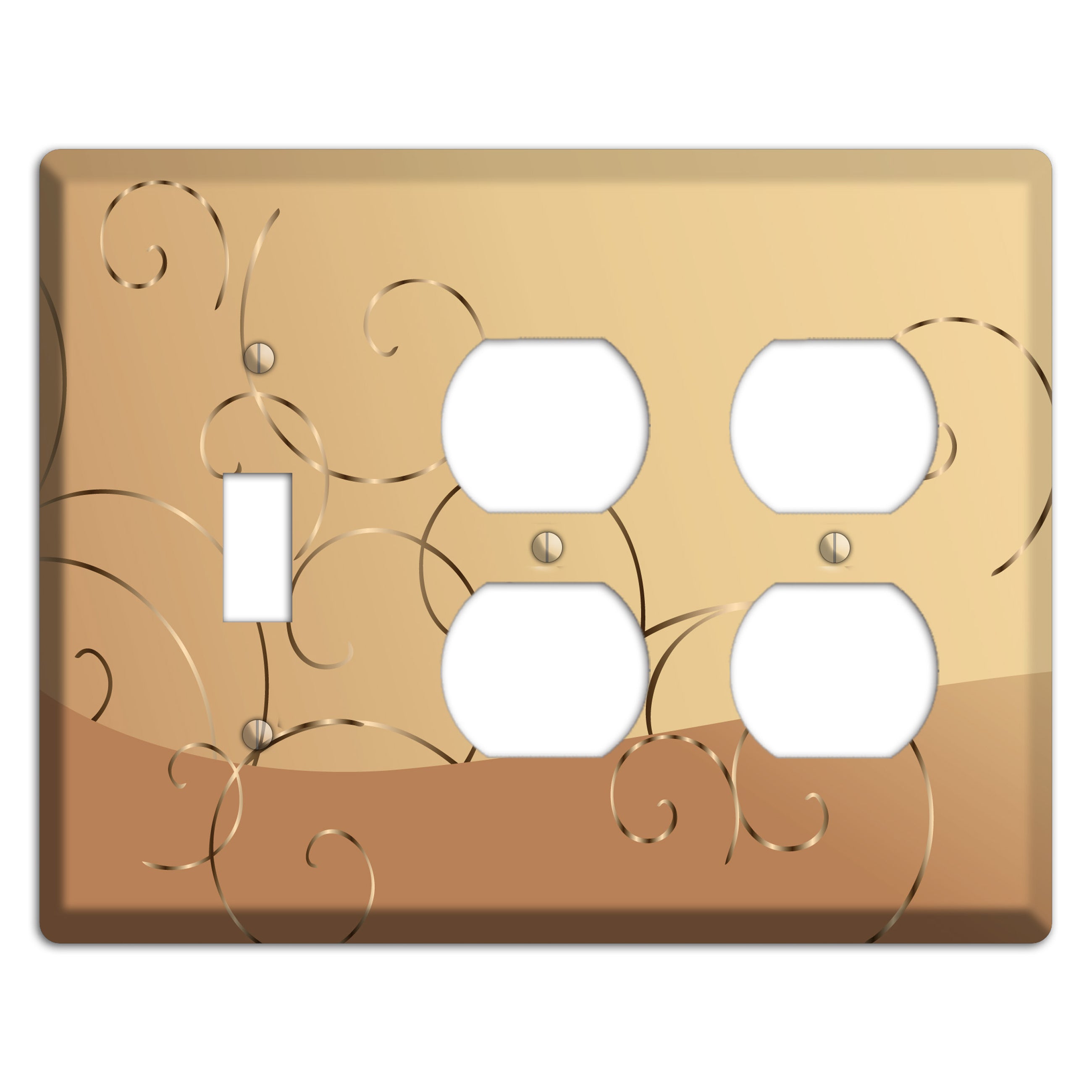 Light Brown and Beige Swirl Toggle / 2 Duplex Wallplate