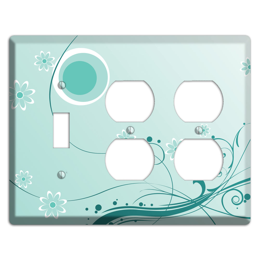 Light Green Floral Toggle / 2 Duplex Wallplate