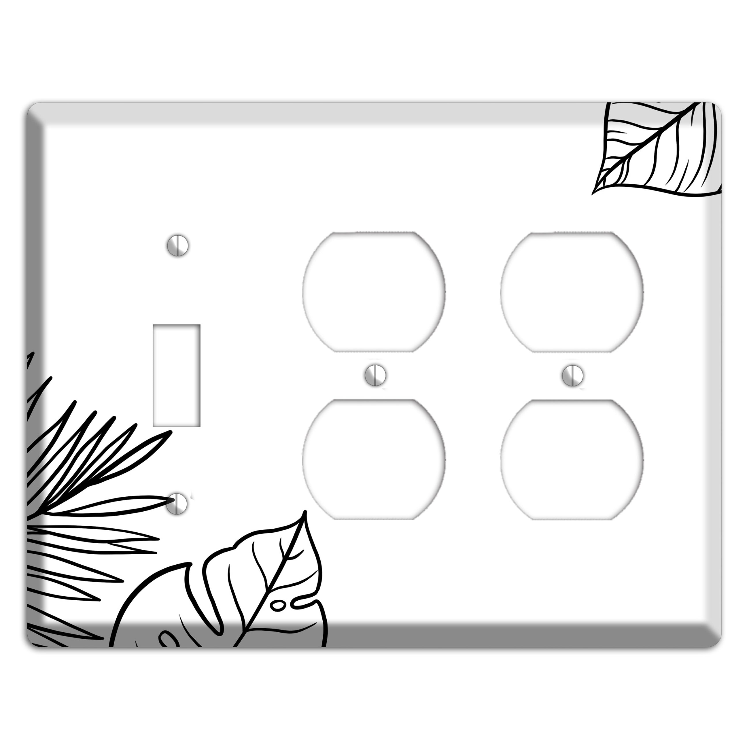 Hand-Drawn Leaves 2 Toggle / 2 Duplex Wallplate