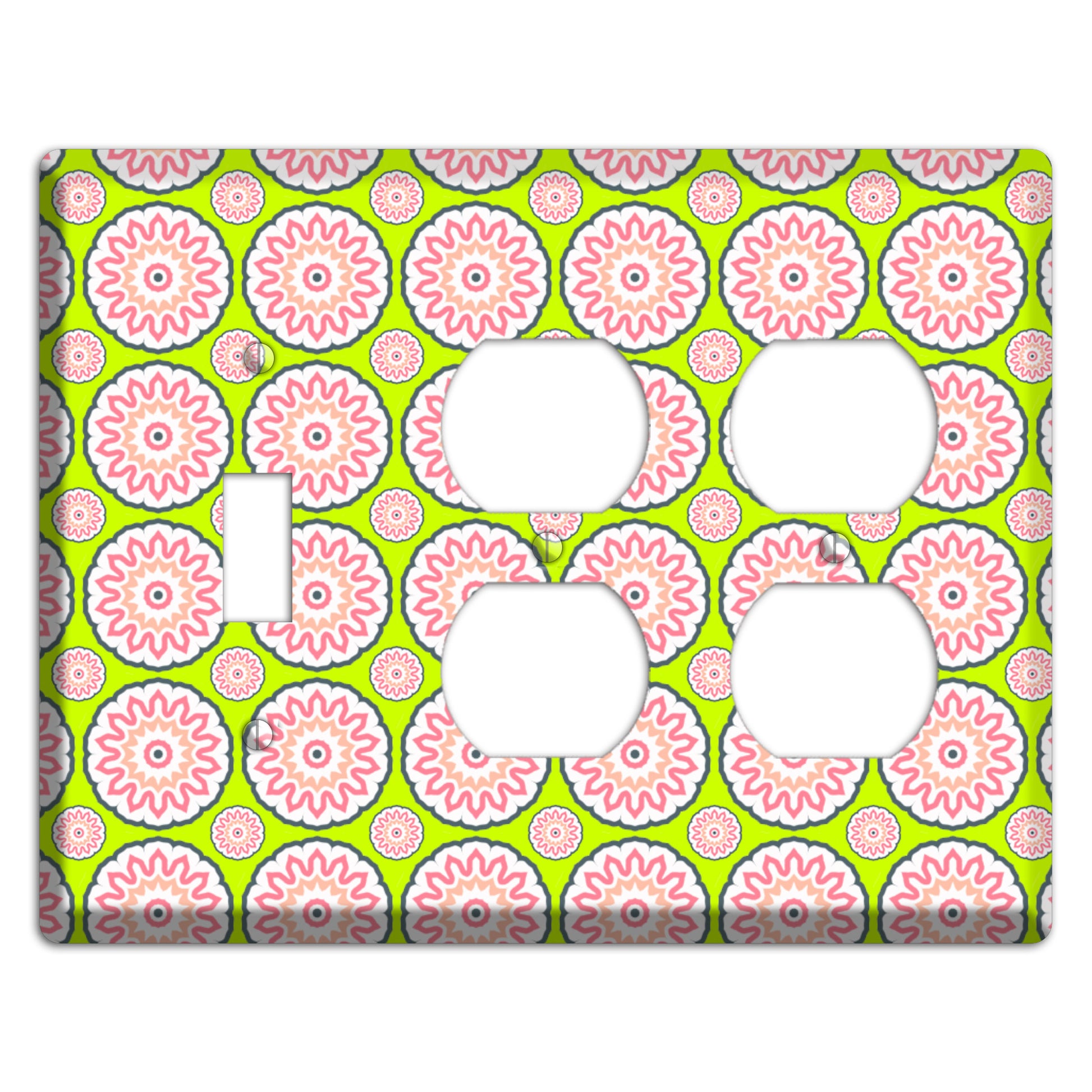 Green with Tiled Suzani Toggle / 2 Duplex Wallplate